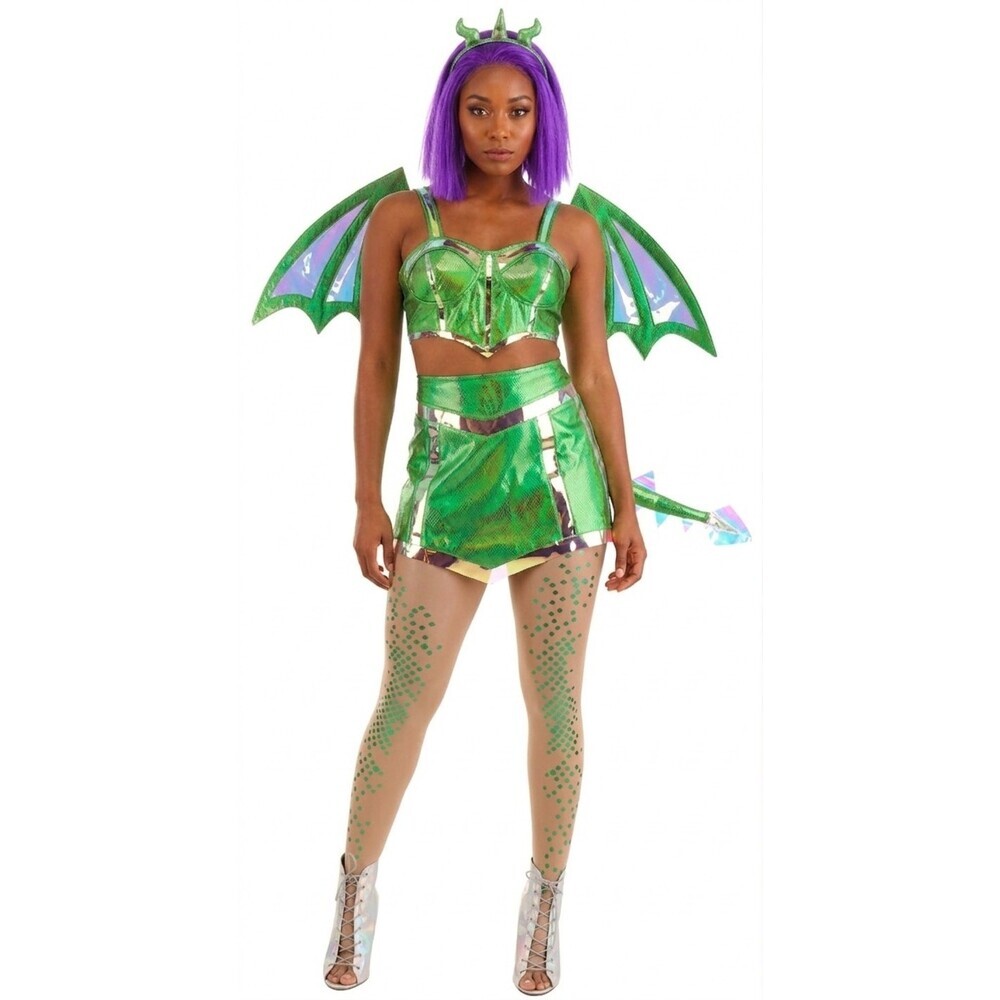 Women's Dreamscape Emerald Green Dragon Costume Cosplay Large‎ New NWT Halloween